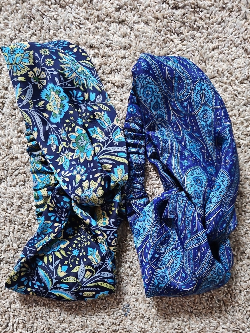 Set Of 2 Soft Headbands - Blue Floral